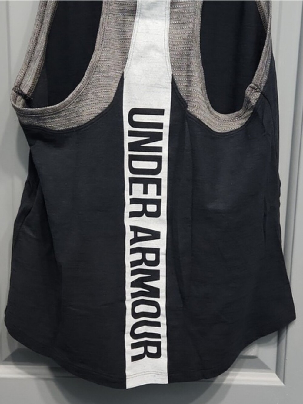 NWOT Under Armour Black Gray Big Word Logo XS
